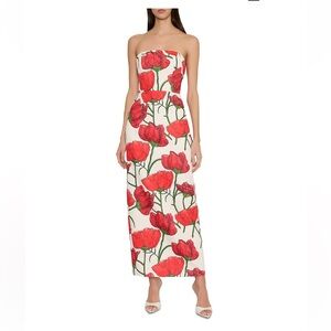 Milly Red and Cream Floral Maxi Dress